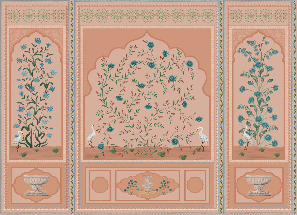 Serene Mughal Garden Panels Wall Mural