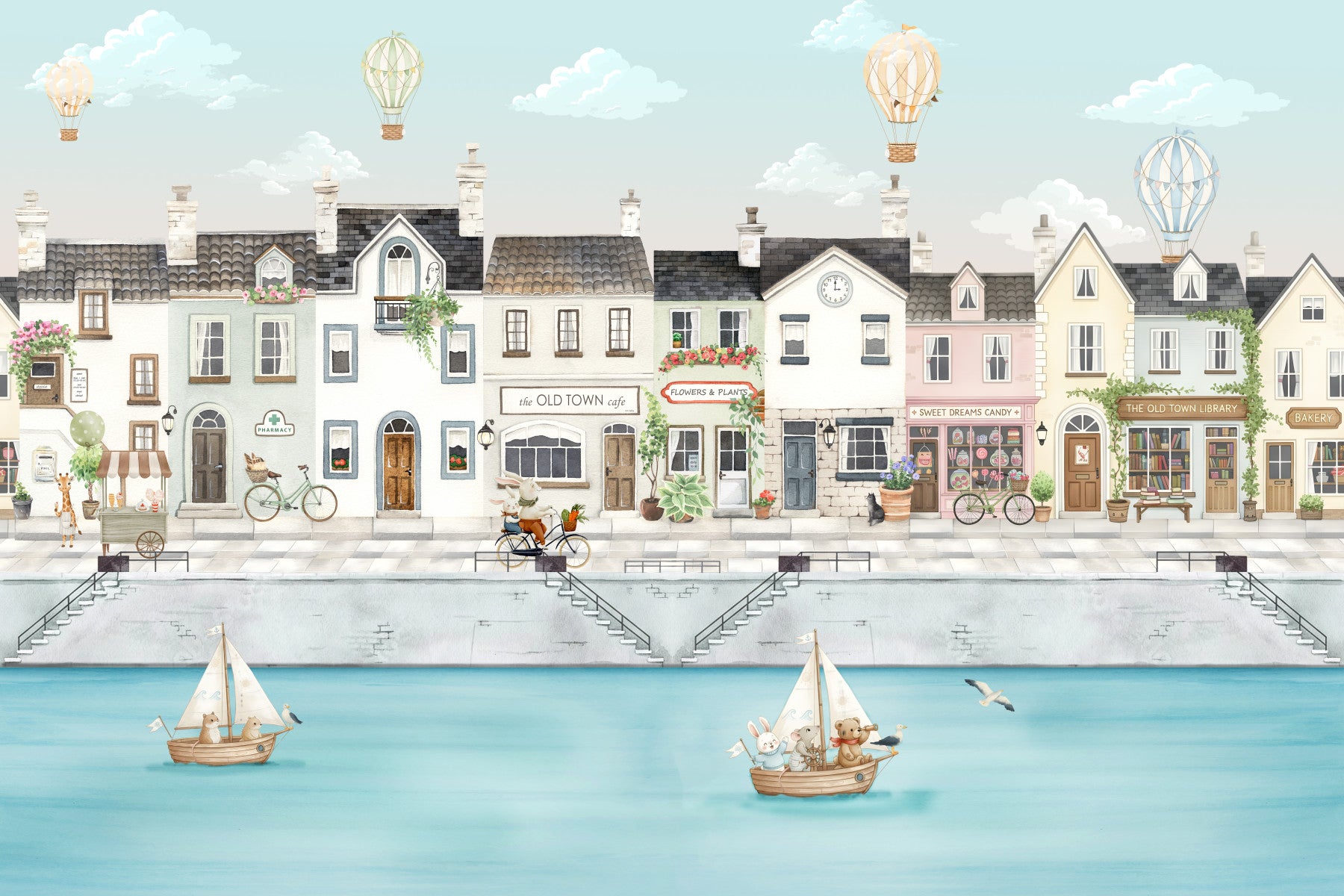 Quaint Canal Town Dreams Wall Mural