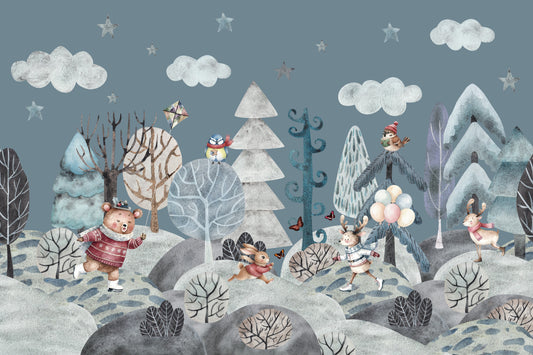 Frolicking Forest Friends Wall Mural