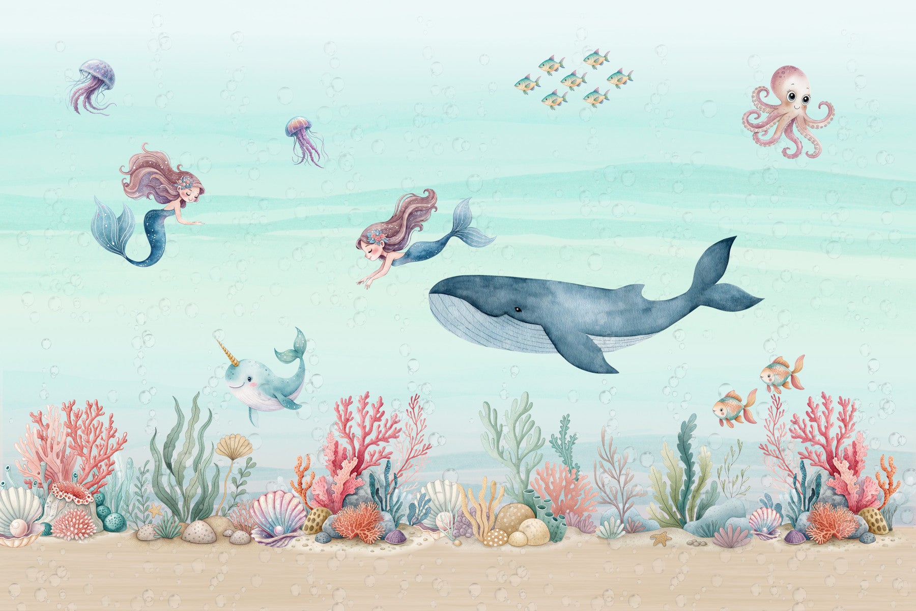 Mermaid's Ocean Dream Wall Mural