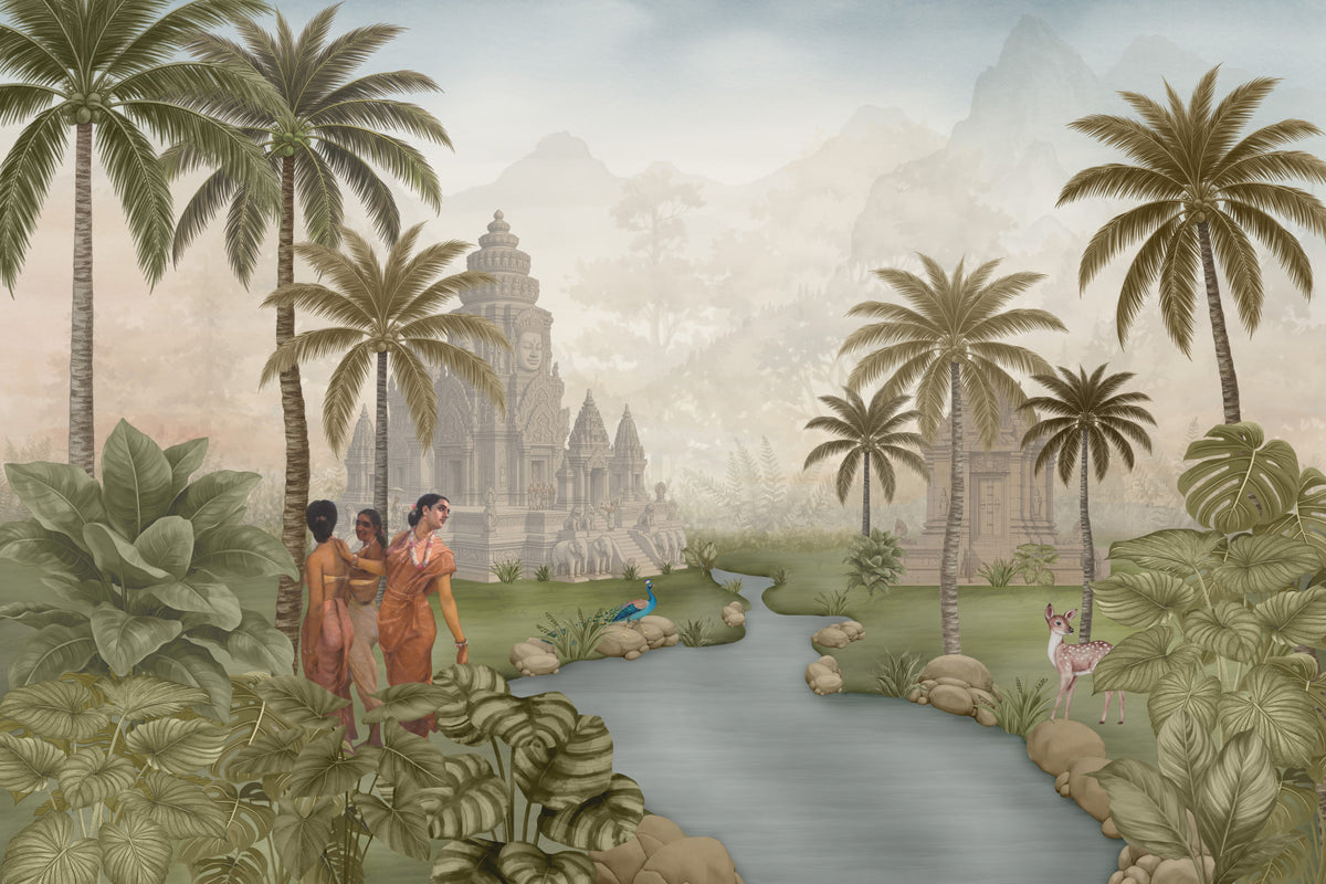 Eastern Serenity Grove Wall Mural in your room — zoomed
