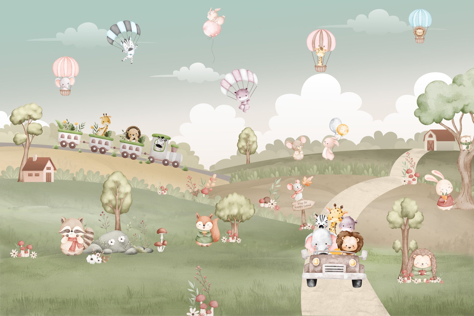 Whimsical Woodland Adventure Wall Mural