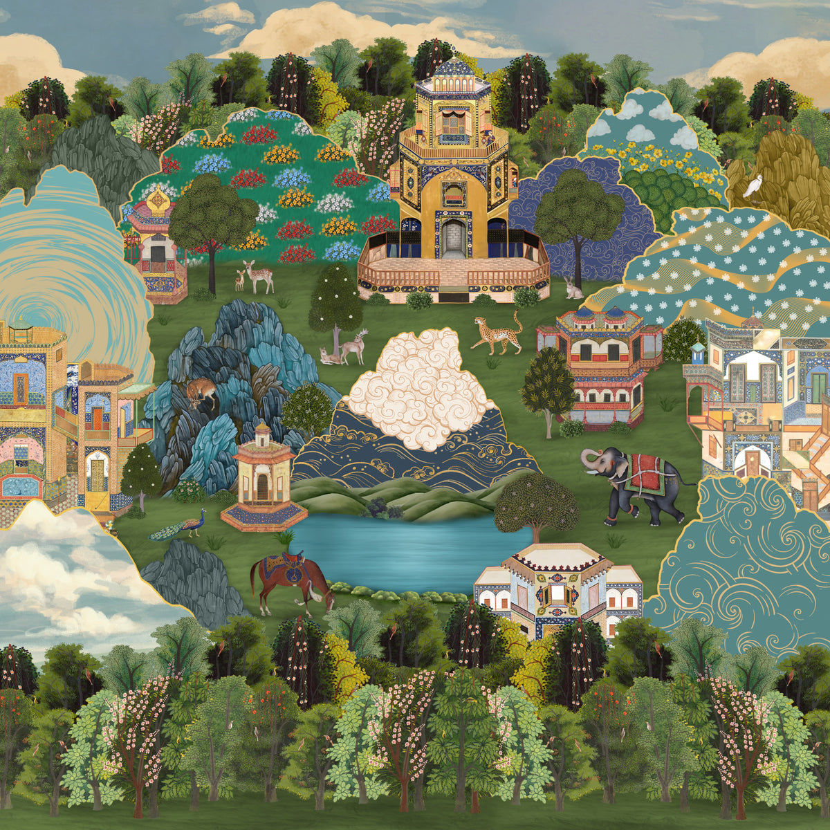 Royal Gardens of Mystical Lands Wall Mural in your room — zoomed