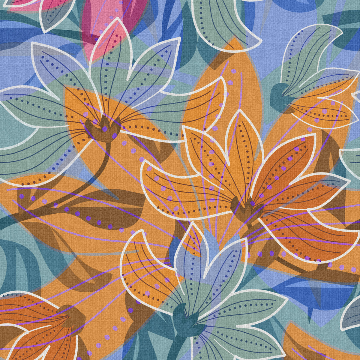 Layered Floral Canvas Wallpaper⁠