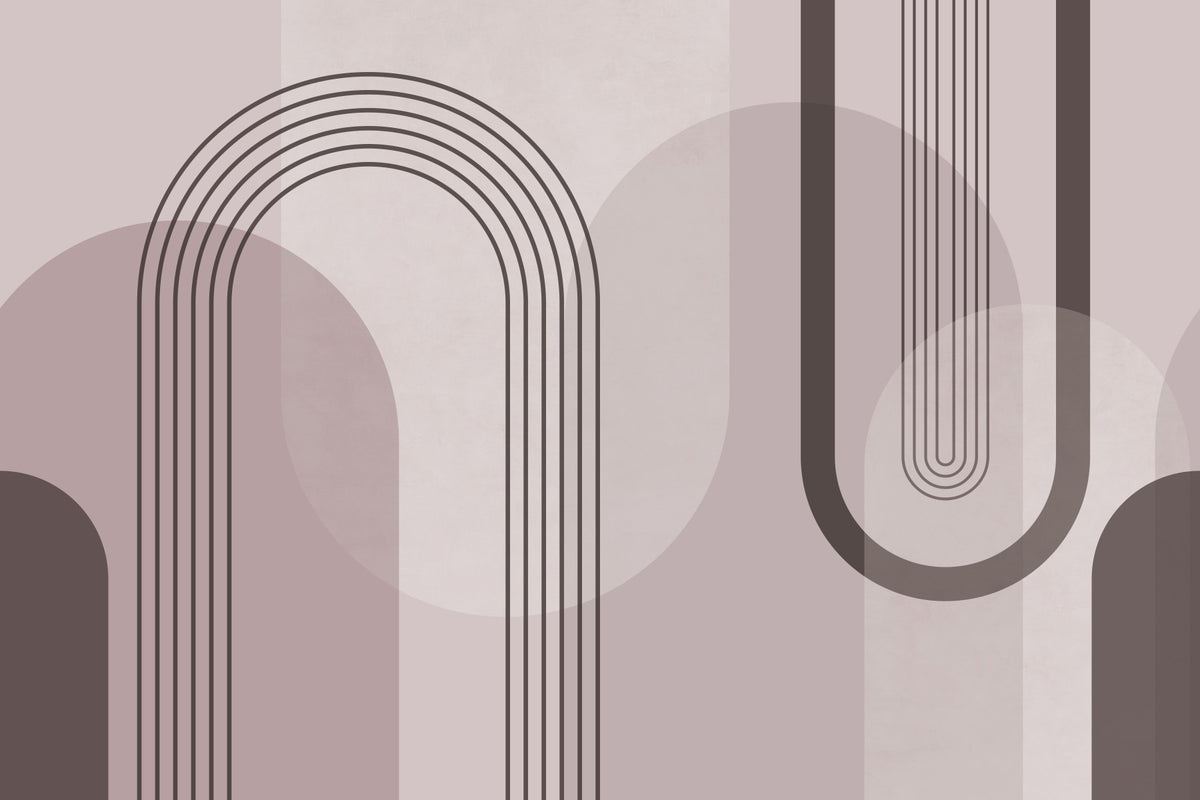 Geometric Harmony in Mauve Wall Mural