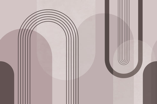 Geometric Harmony in Mauve Wall Mural