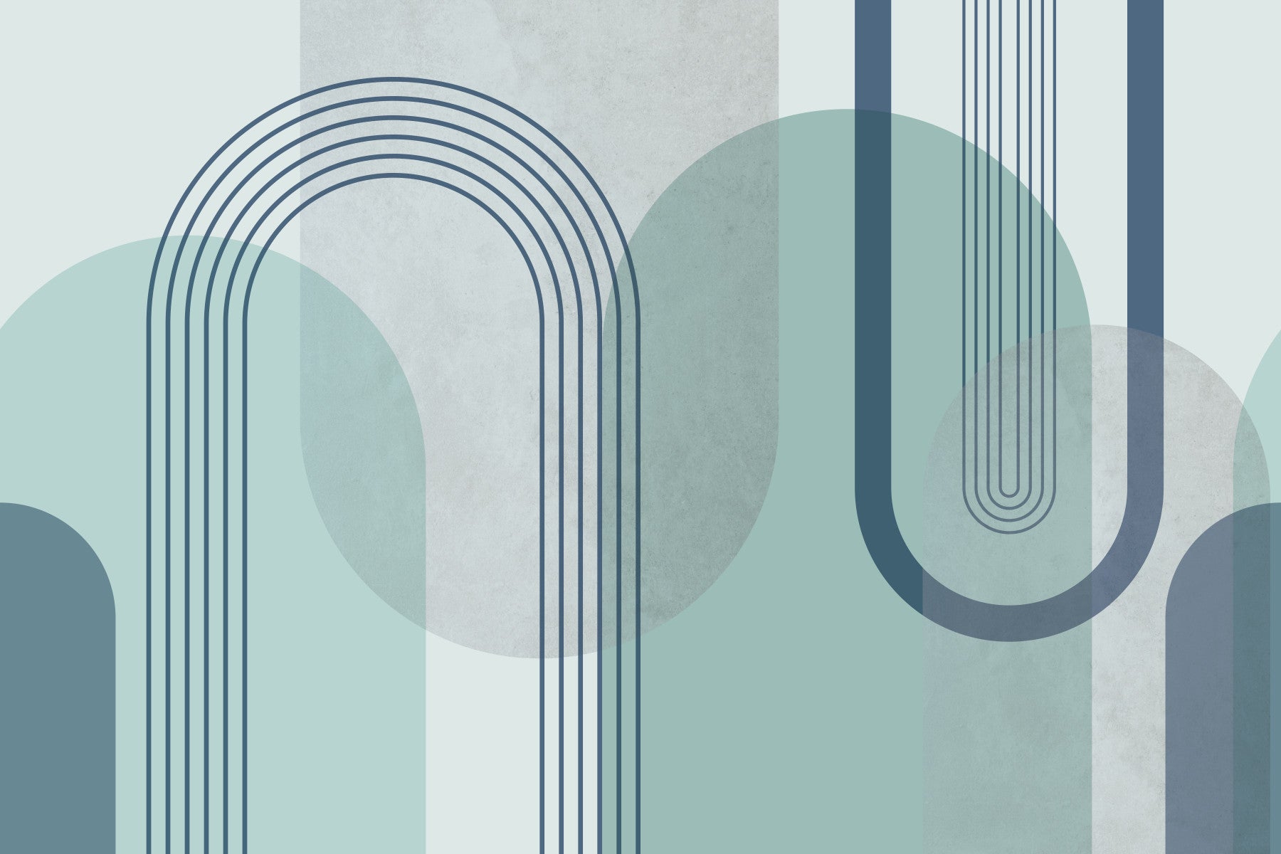 Modernist Blue Geometry Wall Mural