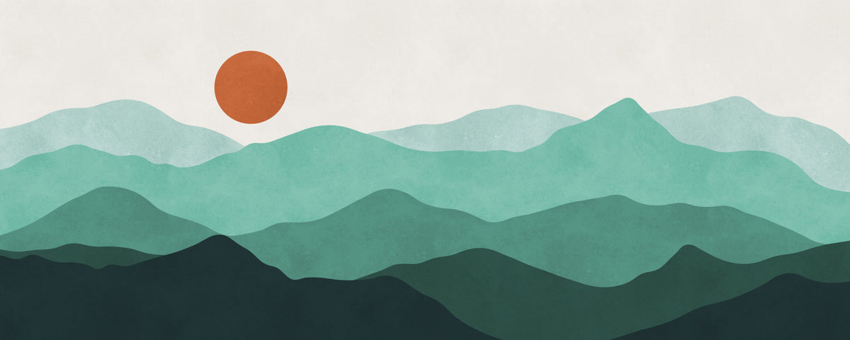 Teal Horizon Peaks Wall Mural