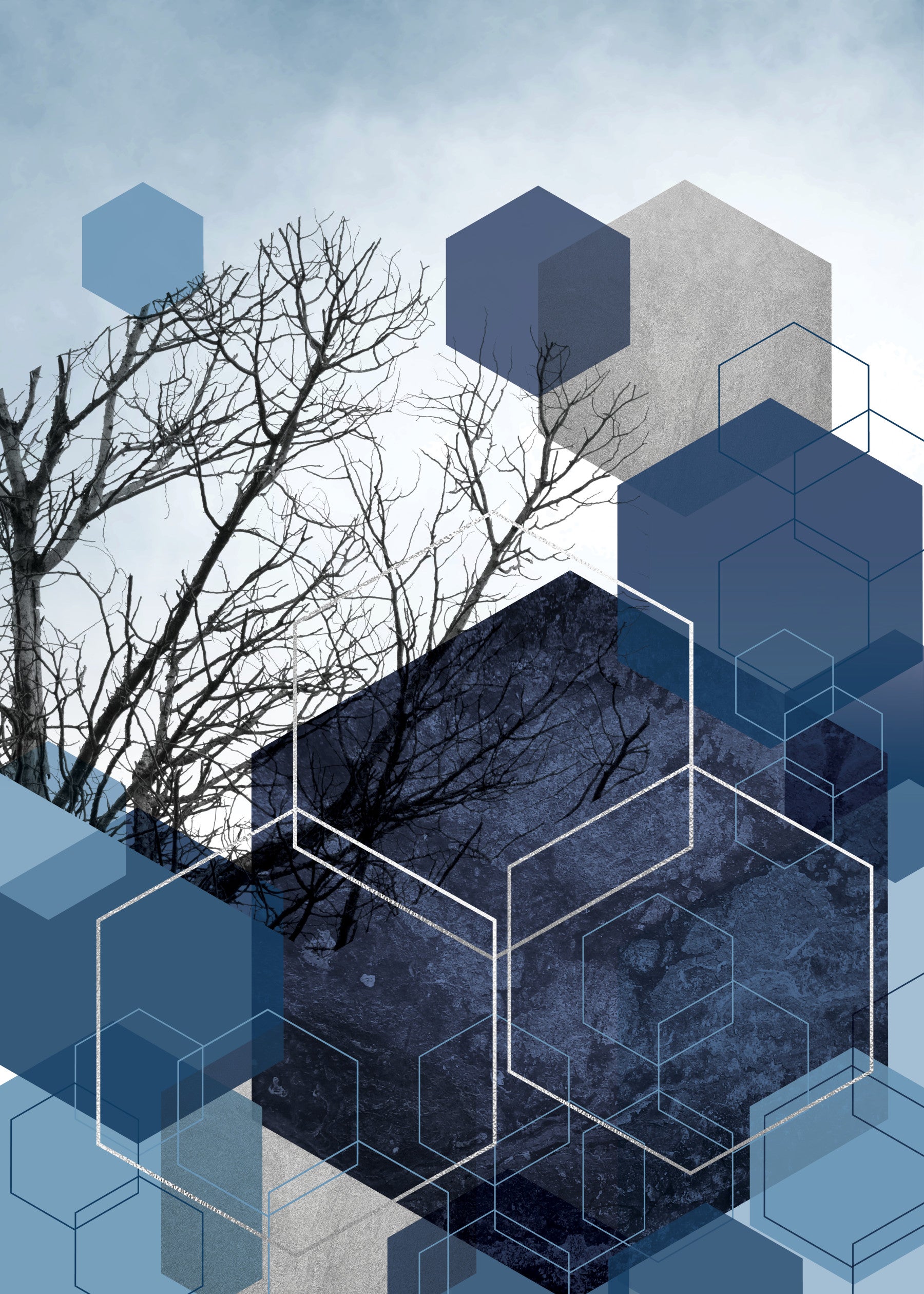 Geometric Sky Embrace Wall Mural