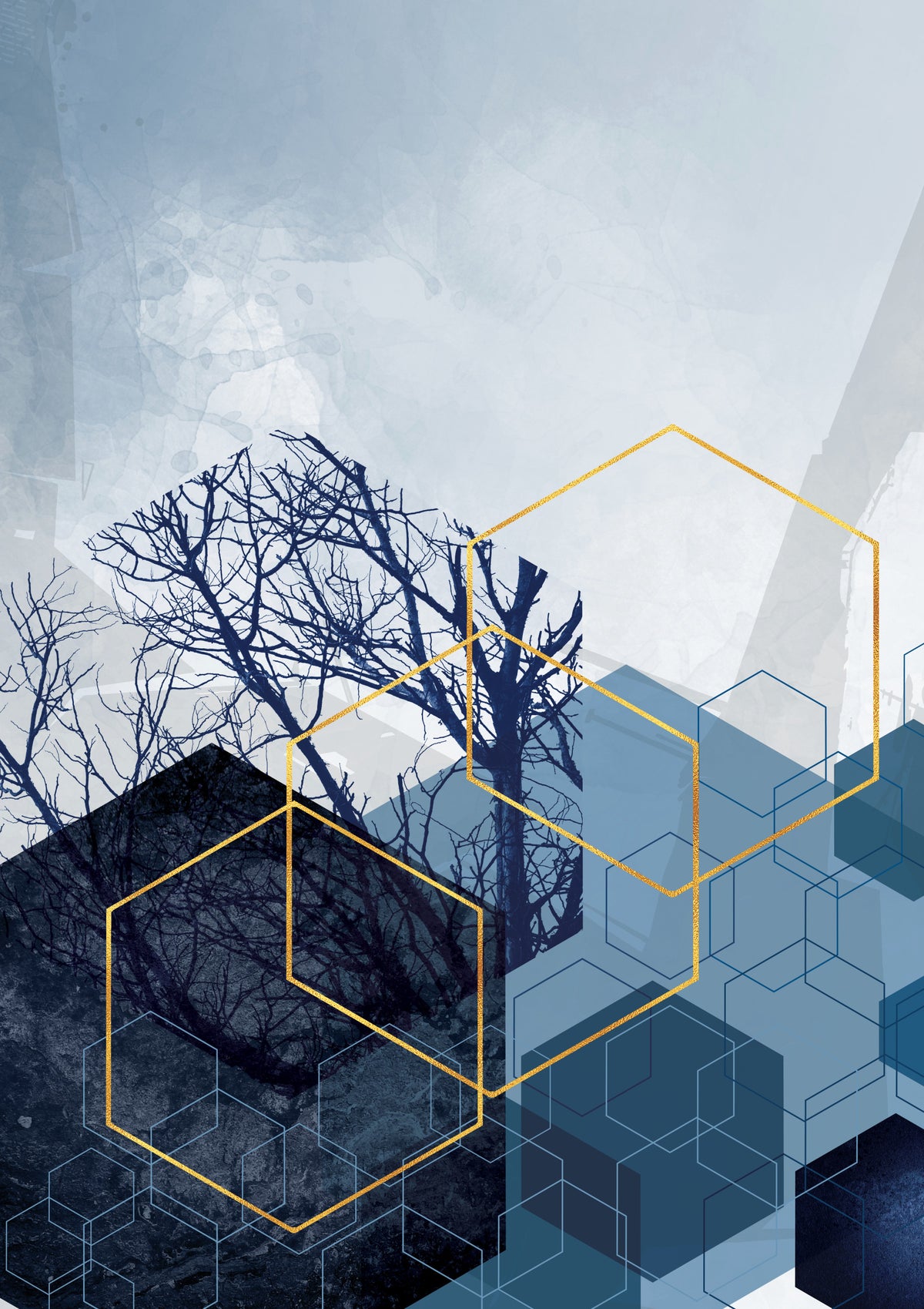 Geometric Forest Glimmer 2 Wall Mural in your room — zoomed