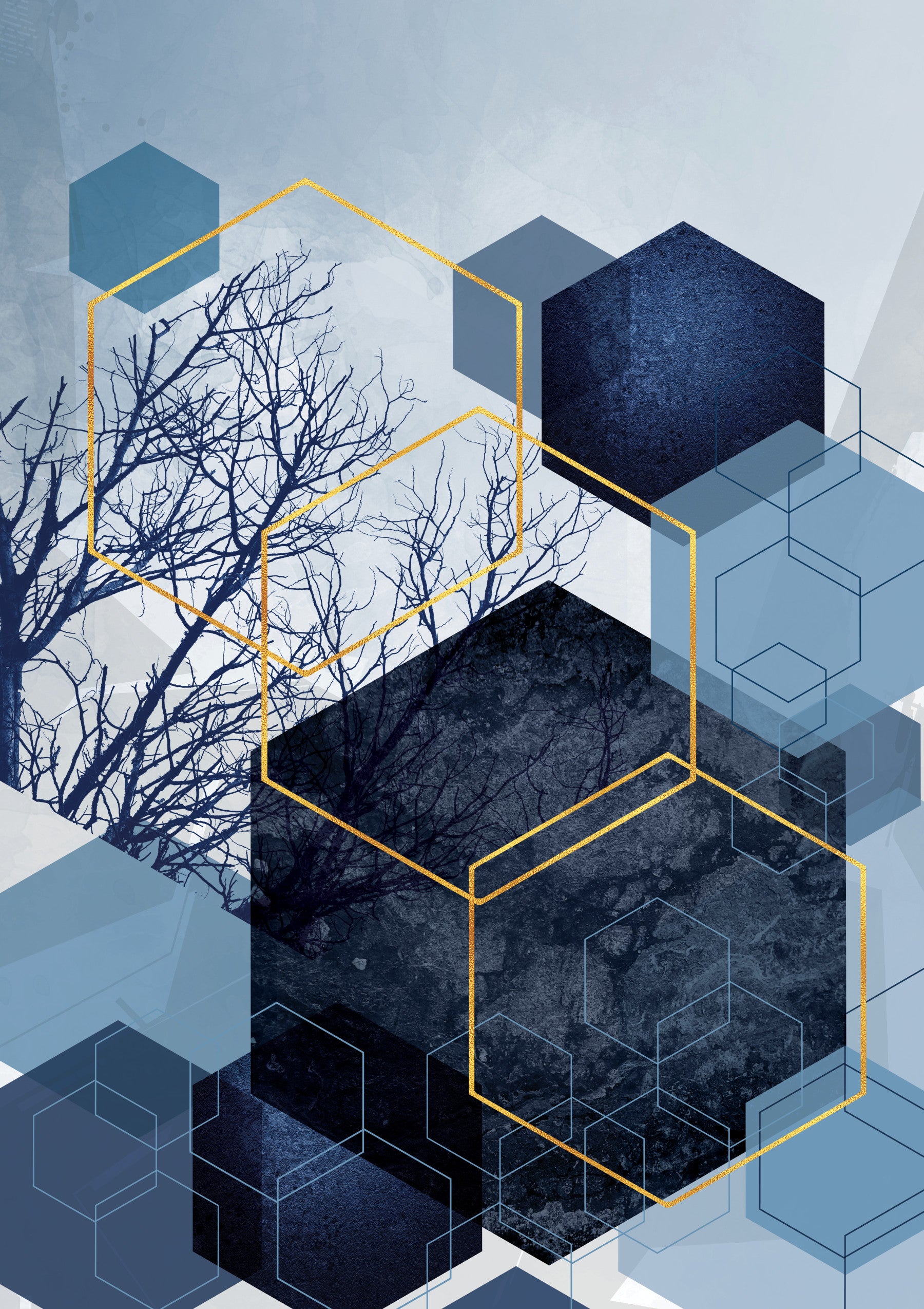 Geometric Forest Glimmer Wall Mural