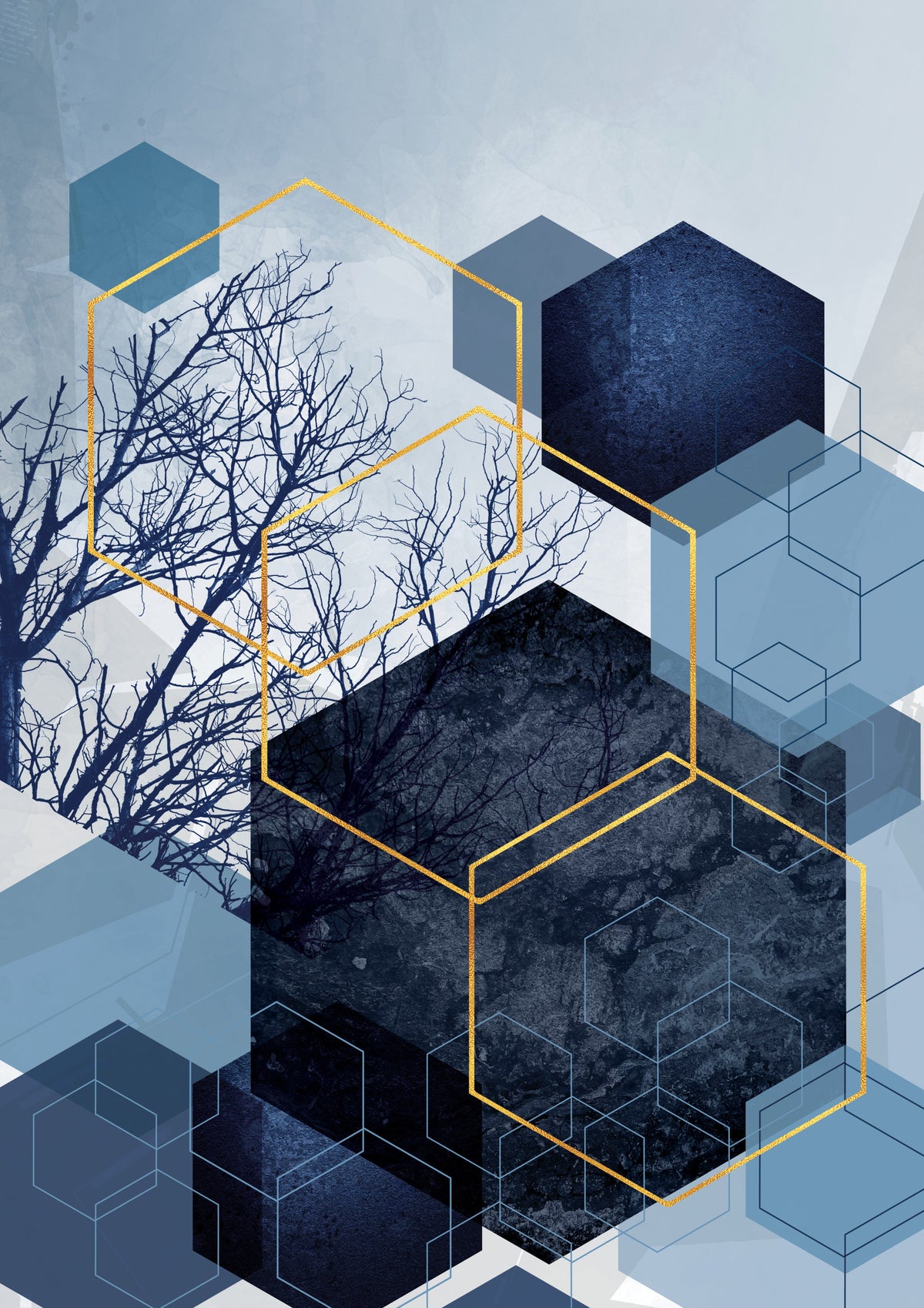 Geometric Forest Glimmer Wall Mural in your room — zoomed