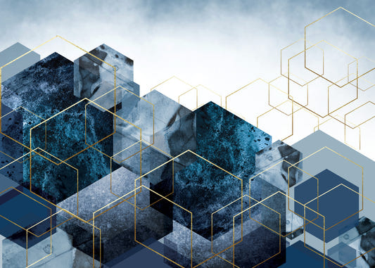 Golden Hexagon Cascade Wall Mural