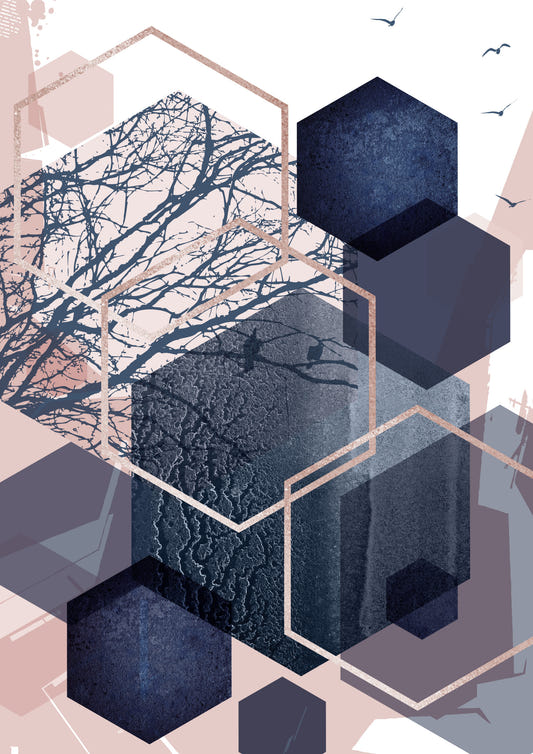 Geometric Forest Flight Wall Mural