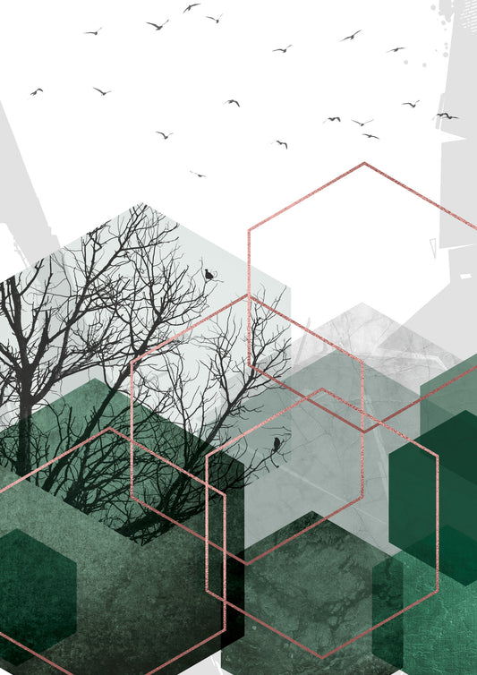 Emerald Hexagon Vista Wall Mural