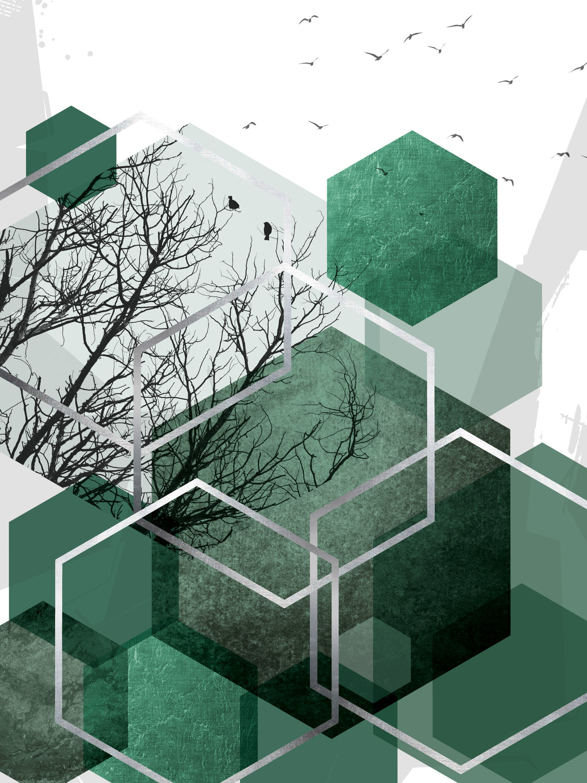 Geometric Canopy Flight Wall Mural in your room — zoomed
