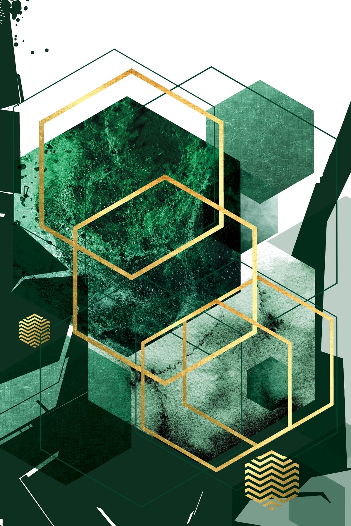Verdant Hexagon Glamour Wall Mural in your room — zoomed