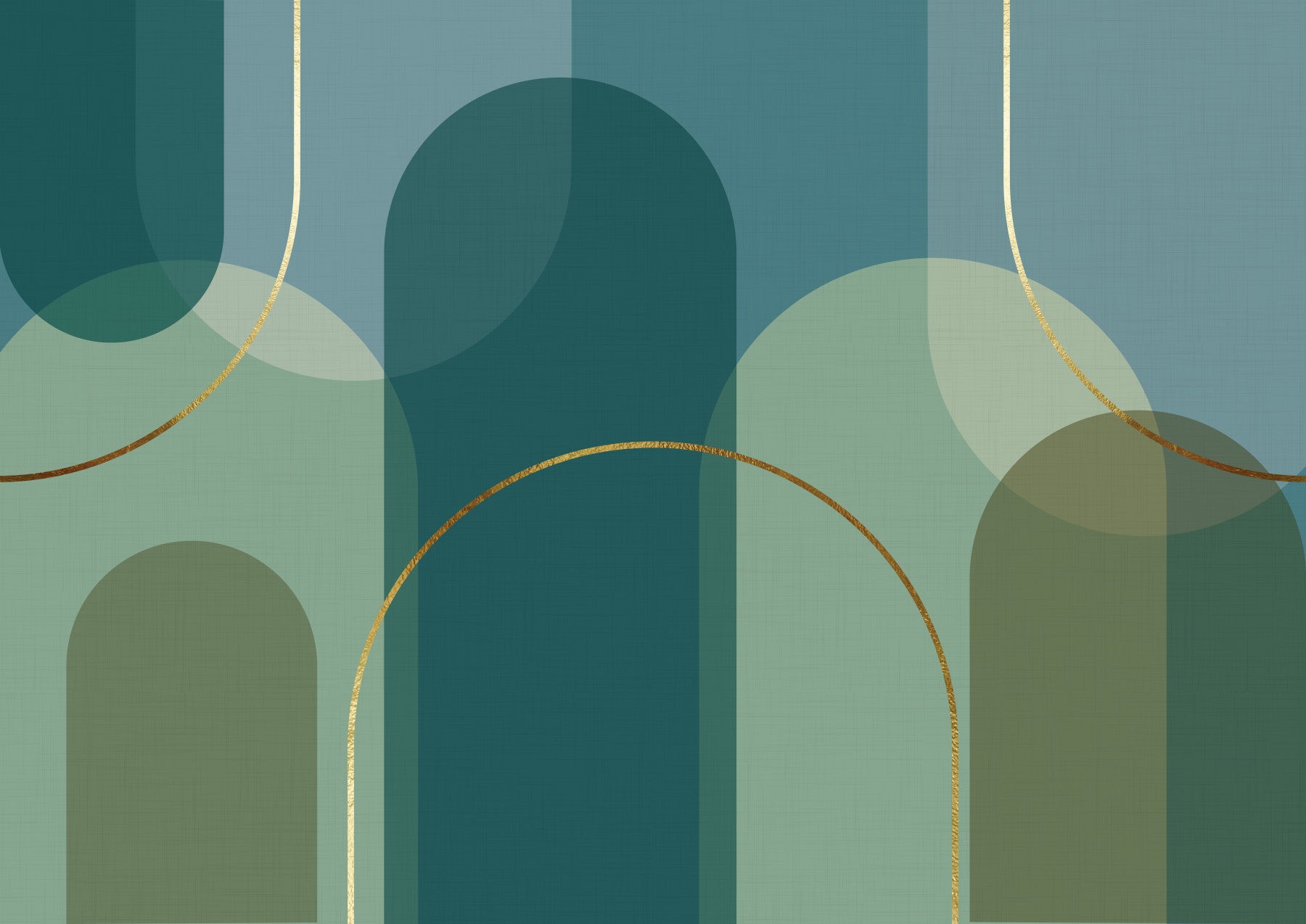 Emerald Arches & Bronze Curves Wall Mural