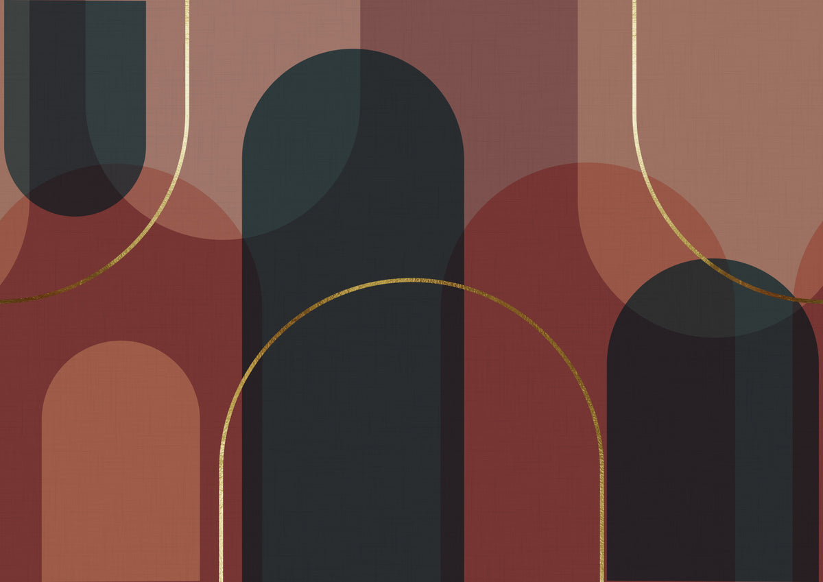 Sunset Arches & Gilded Lines Wall Mural in your room — zoomed