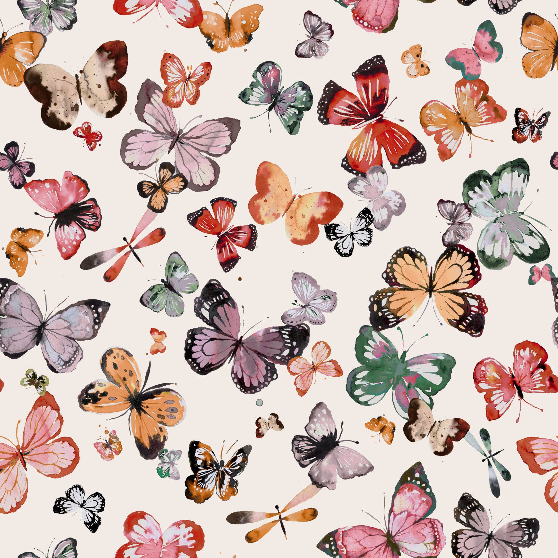 Flying butterflies Earthy tones Wallpaper⁠
