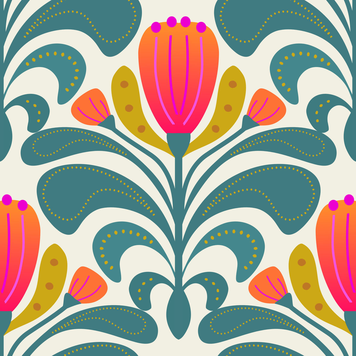 Bold Botanical Tapestry Wallpaper⁠