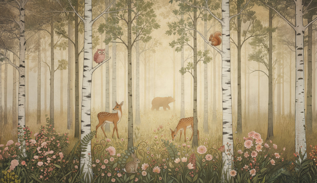 Forest Animals and Wildflowers  –  Warm Sun Wall Mural