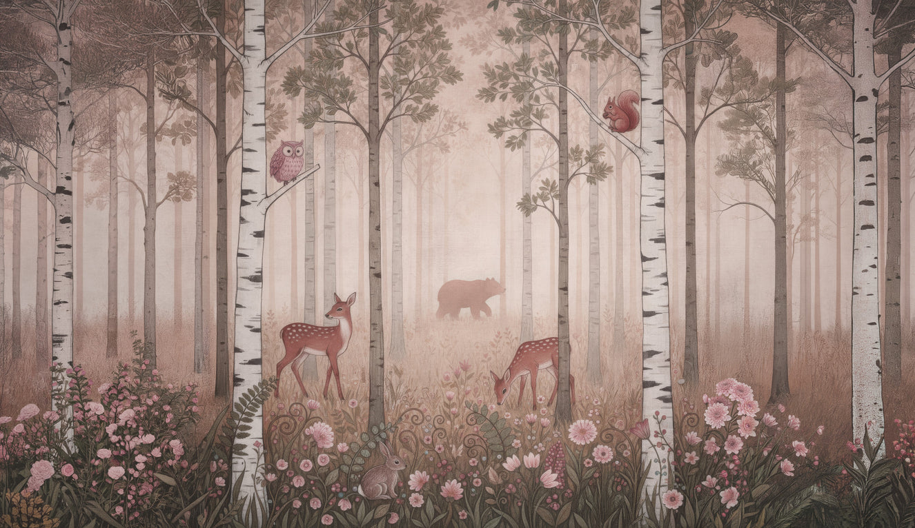Forest Animals and Wildflowers –  Dawn Wall Mural