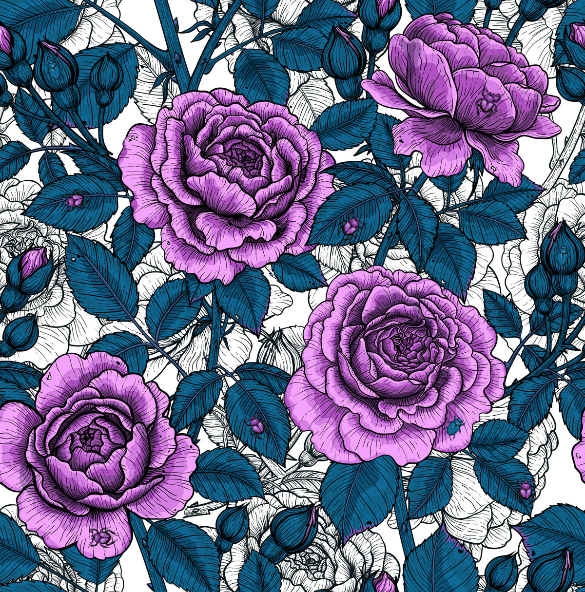 Violet rose garden Wallpaper⁠ in your room — zoomed