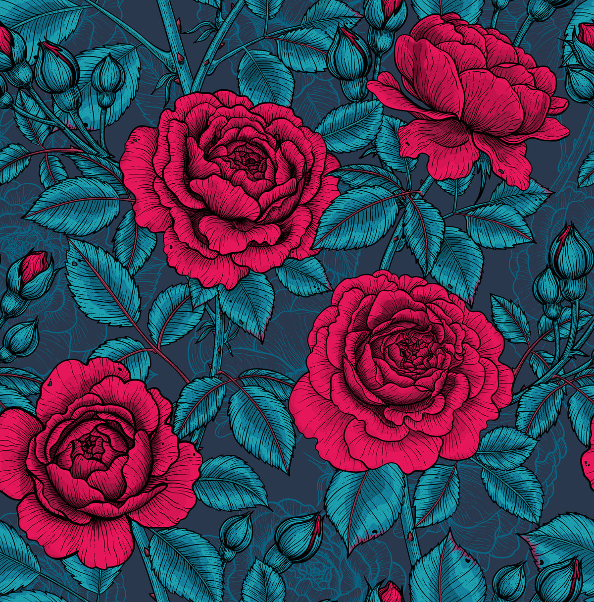 Nocturnal Rose Garden Wallpaper⁠ in your room — zoomed