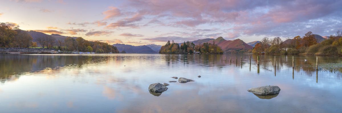 Autumn Lakeside Glow Wall Mural