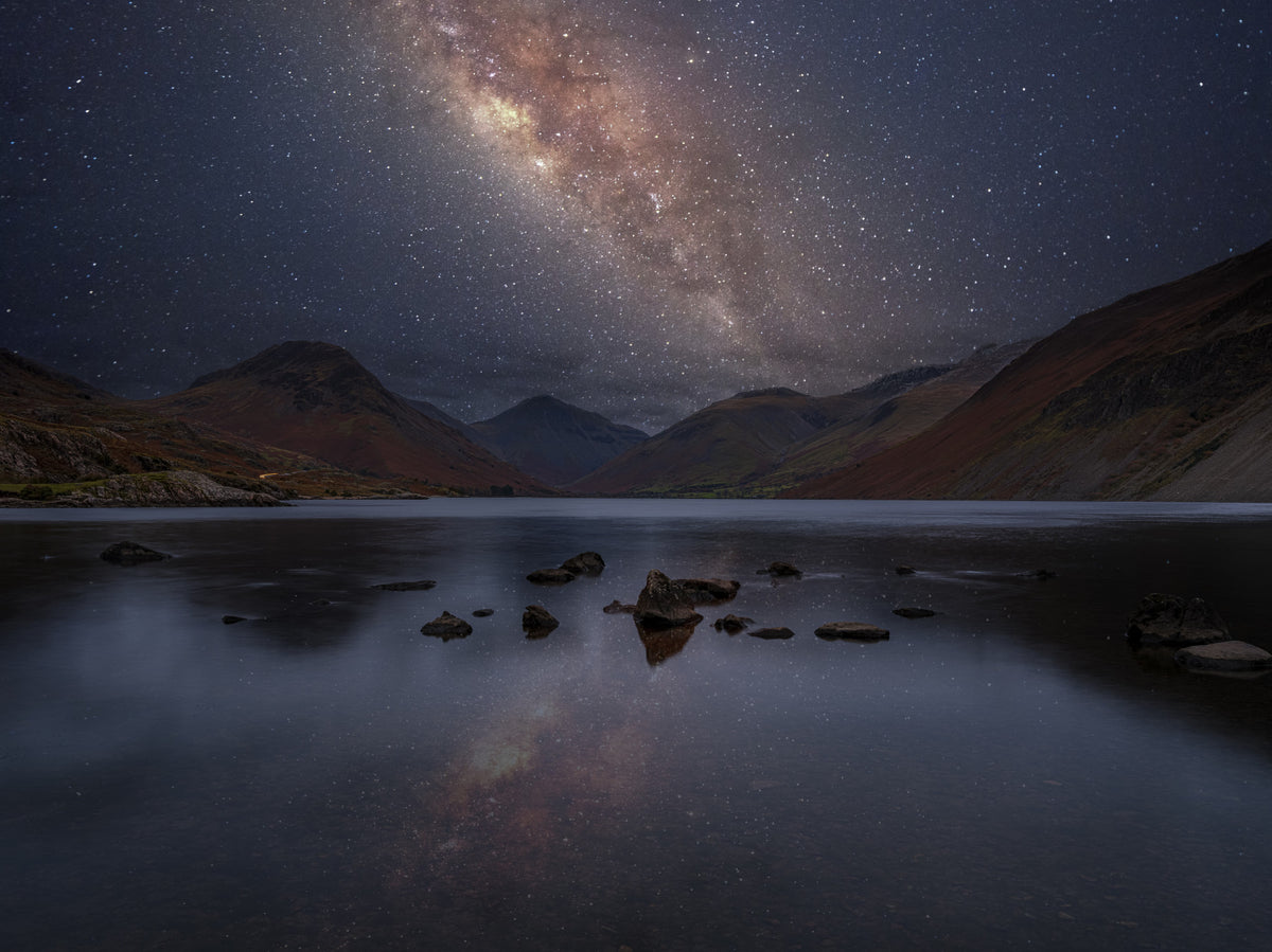 Milky Way Lake Reflection Wall Mural in your room — zoomed