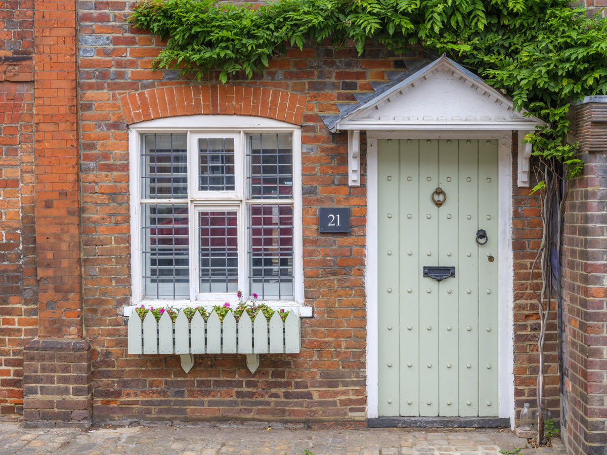 English Garden Cottage Facade Wall Mural in your room — zoomed