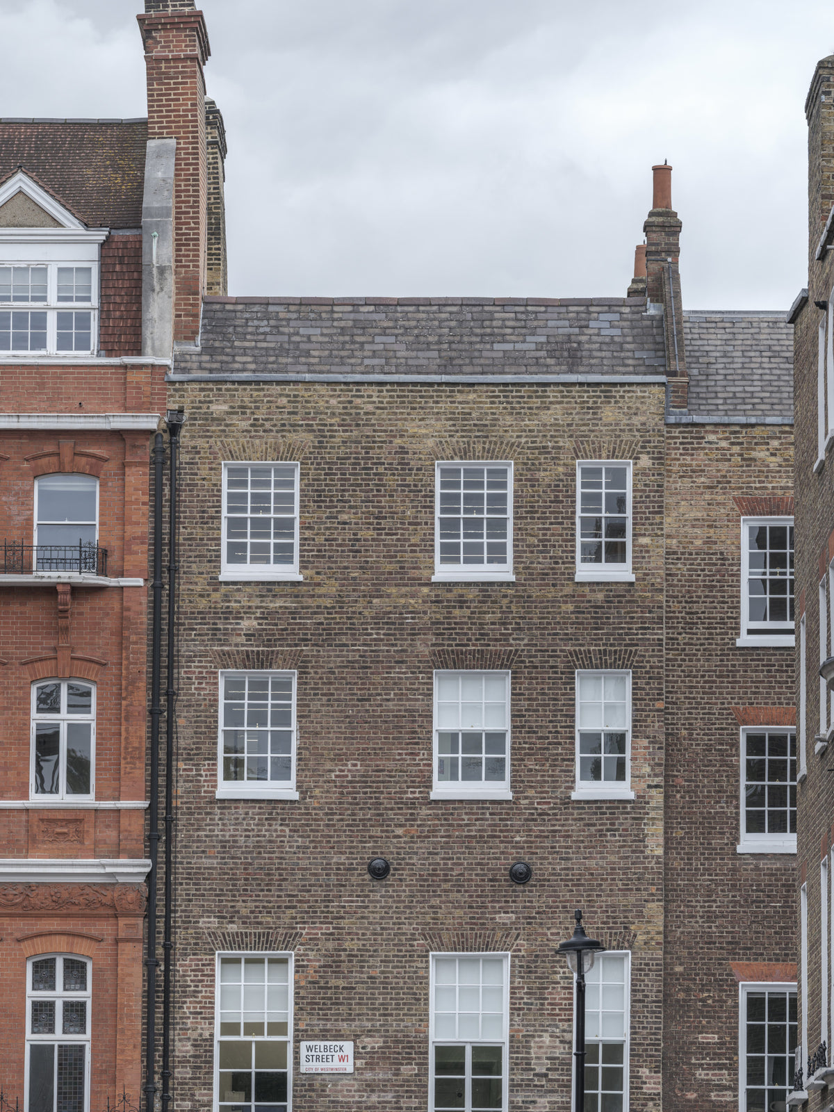 London Facades: Welbeck Street Charm Wall Mural in your room — zoomed