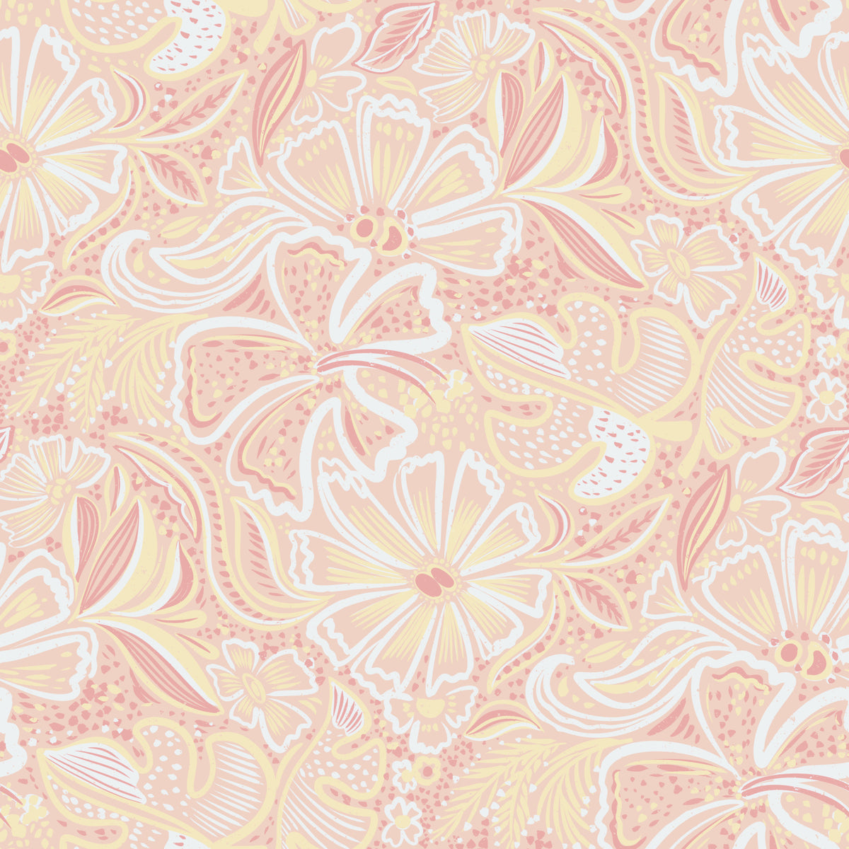 Peachy Floral Whimsy Wallpaper⁠