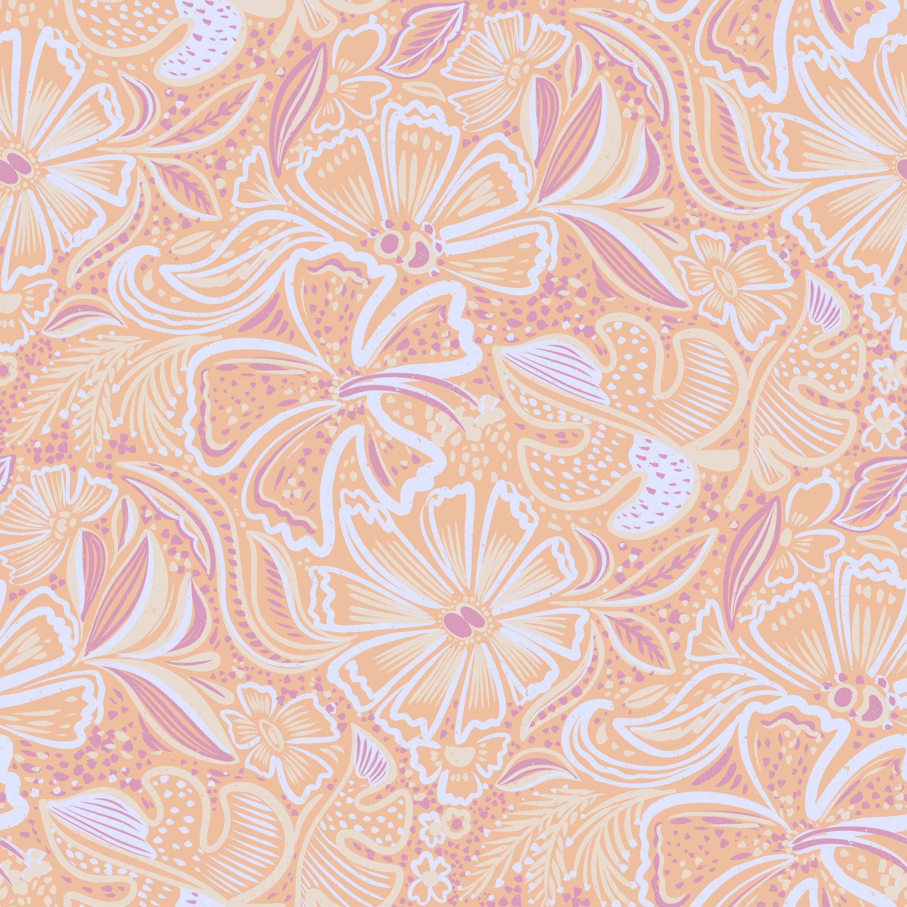 Soft Peach Floral Swirl Wallpaper⁠