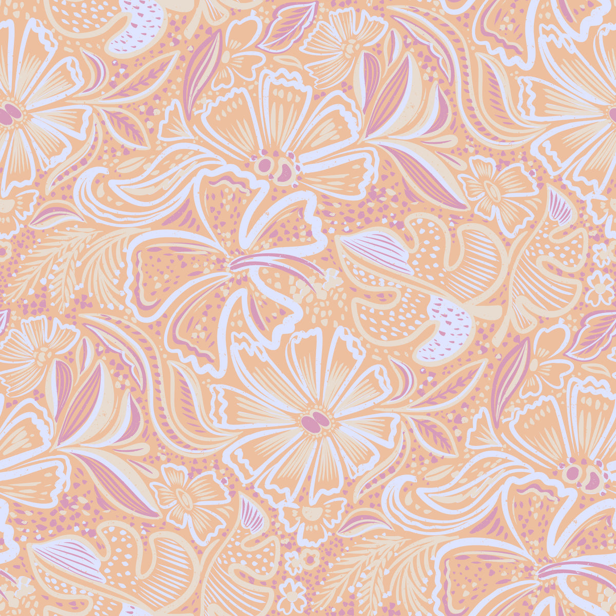 Soft Peach Floral Swirl Wallpaper⁠ in your room — zoomed