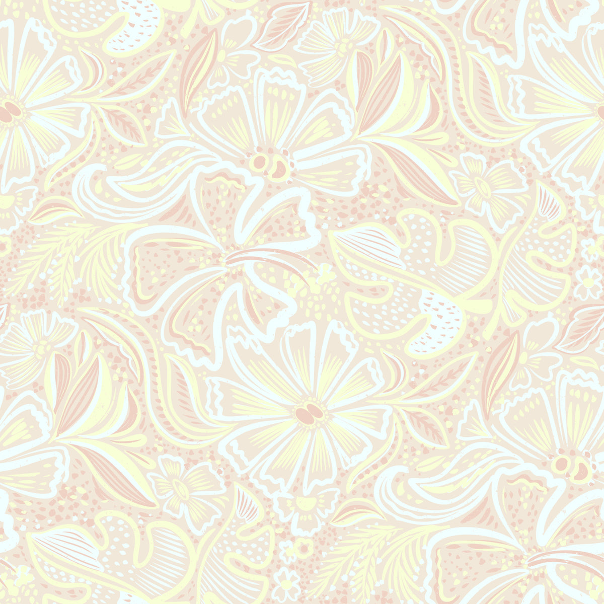 Whimsical Pastel Bloom Swirl Wallpaper⁠ in your room — zoomed
