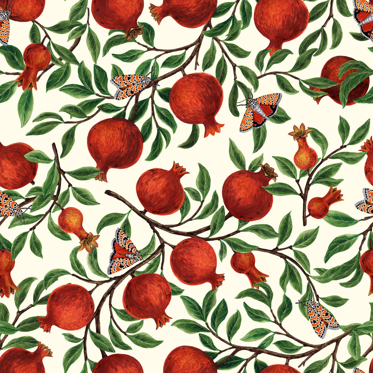Pomegranate & Butterfly Garden Wallpaper⁠