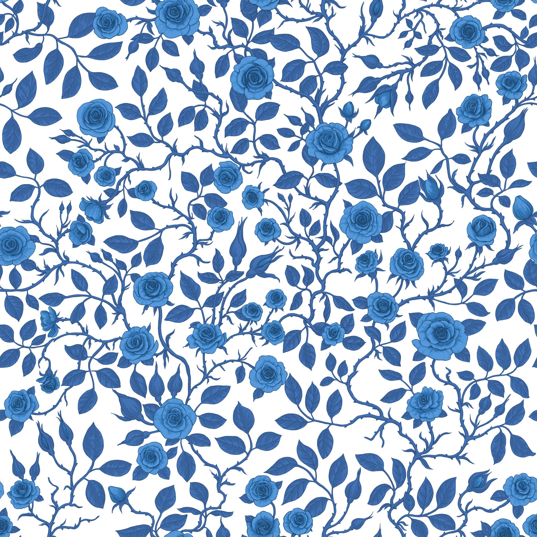 Wild roses/blue and white Wallpaper⁠