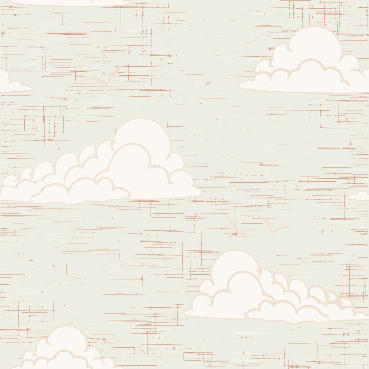 Mid Century Cloud Sky Cream Wall Mural
