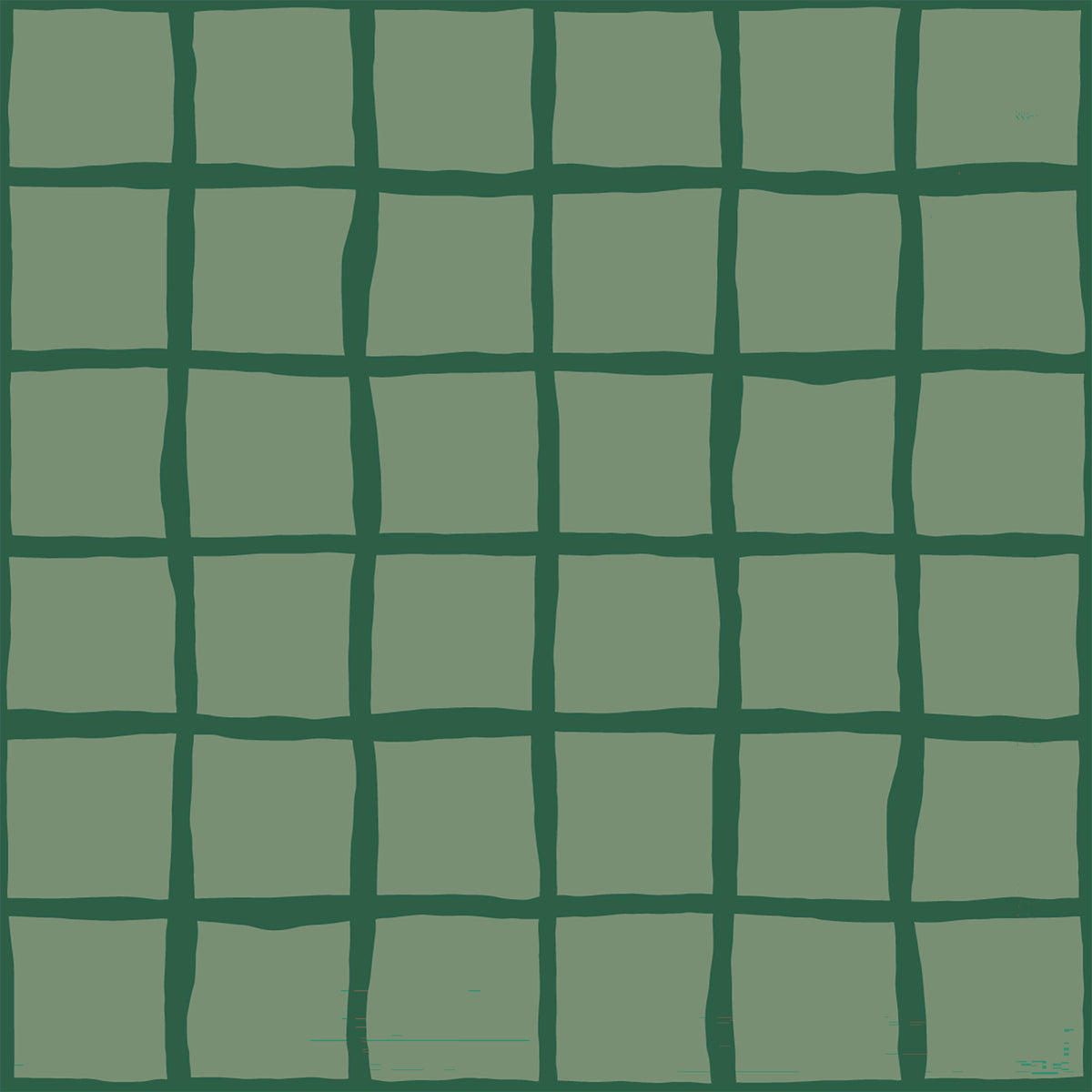 Mid Century Wavy Grid Olive Green Wallpaper