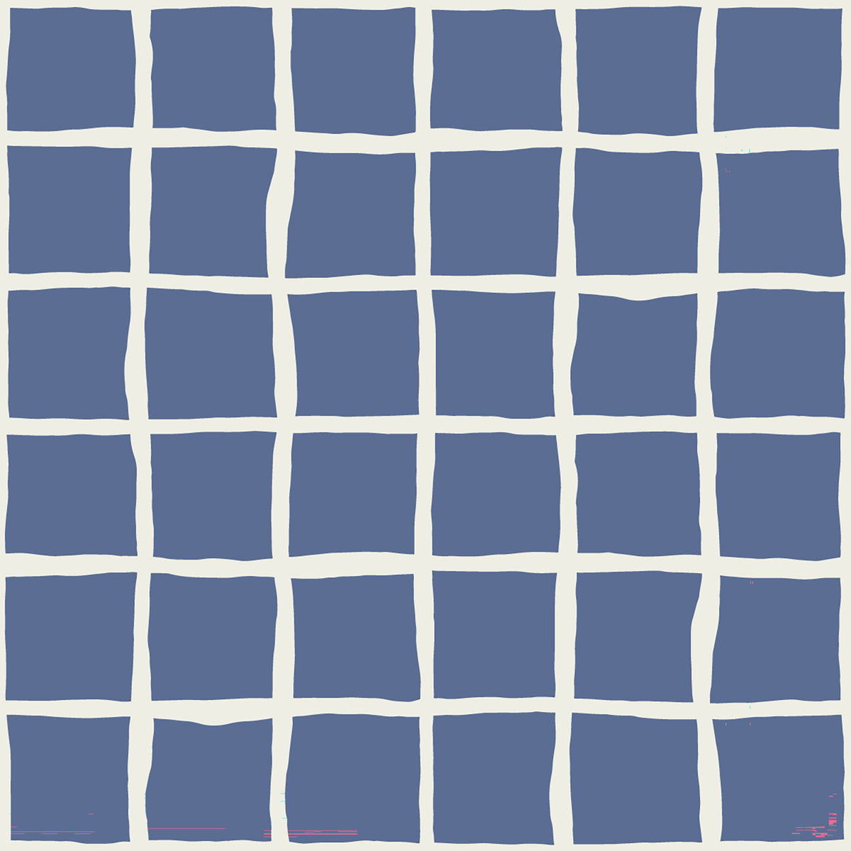 Mid Century Wavy Grid Dusty Blue Wallpaper