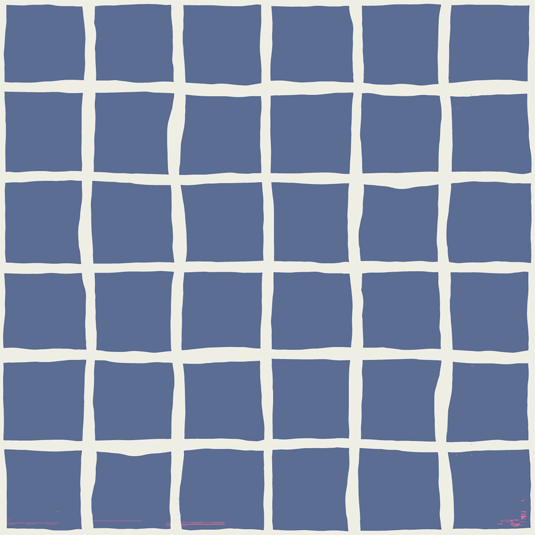 Mid Century Wavy Grid Dusty Blue Wallpaper