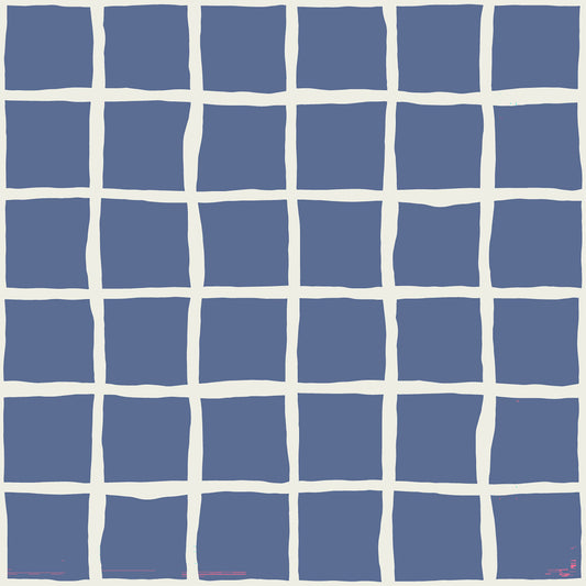 Mid Century Wavy Grid Dusty Blue Wallpaper
