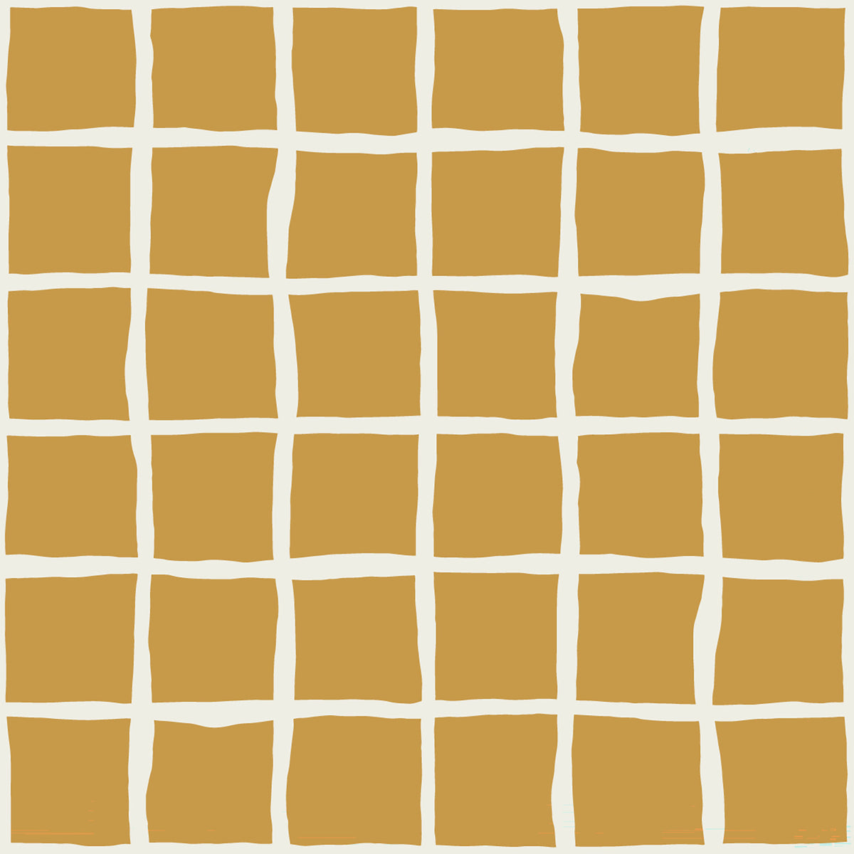 Mid Century Wavy Grid Mustard Wallpaper
