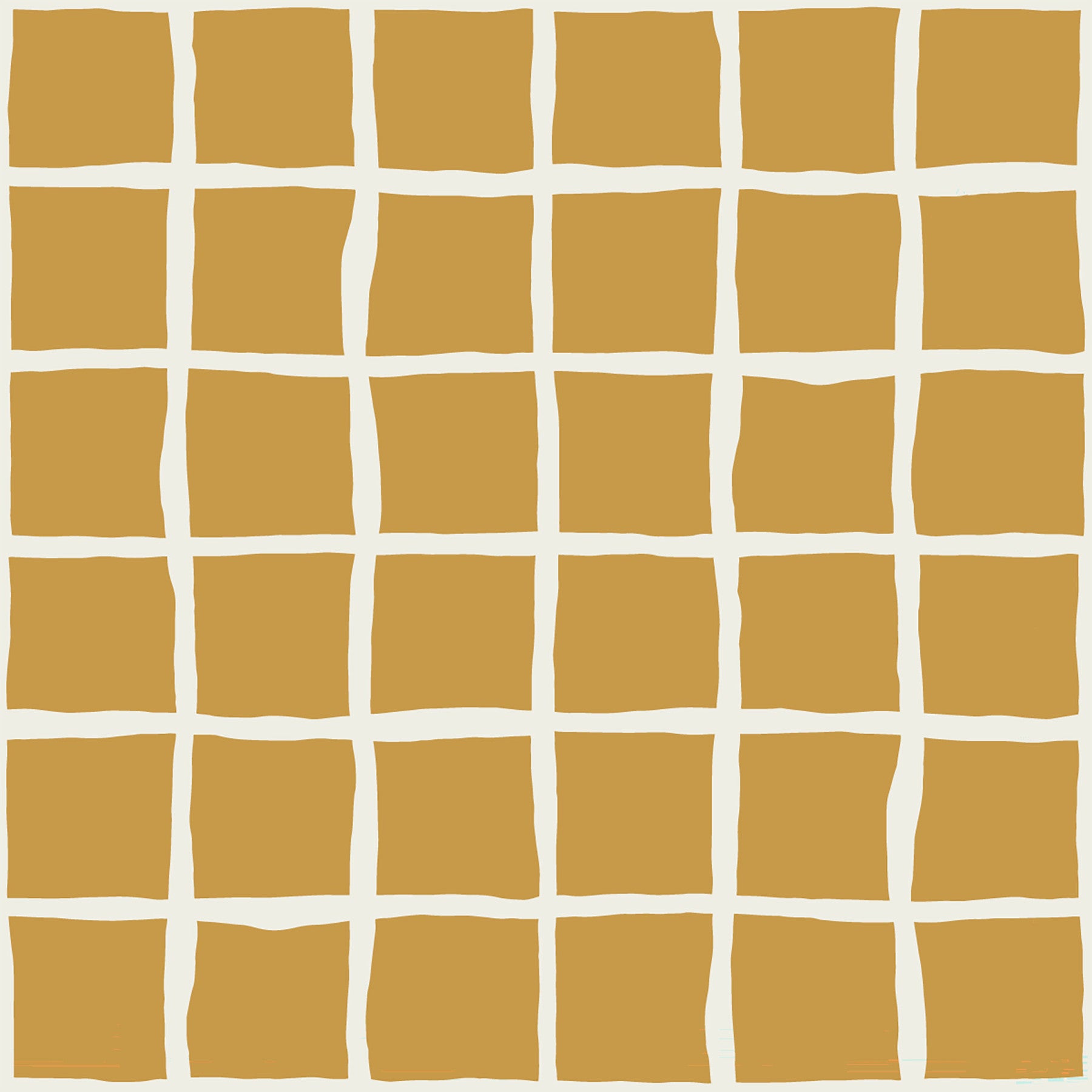 Mid Century Wavy Grid Mustard Wallpaper