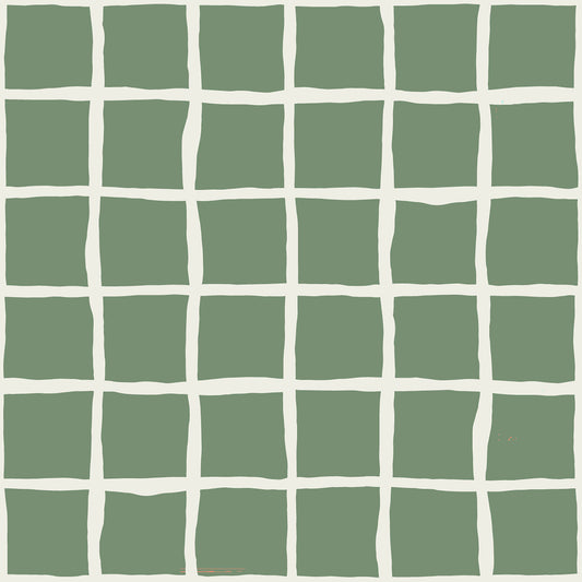 Mid Century Wavy Grid Sage Wallpaper