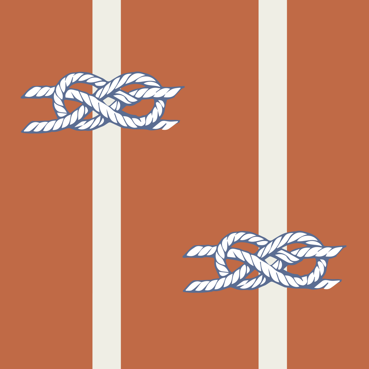 Nautical Rope Stripe Terracotta Wallpaper in your room — zoomed