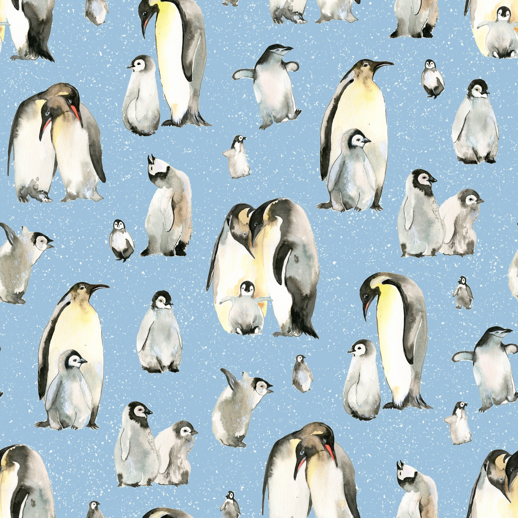 Penguin Family Soft Blue Wallpaper⁠