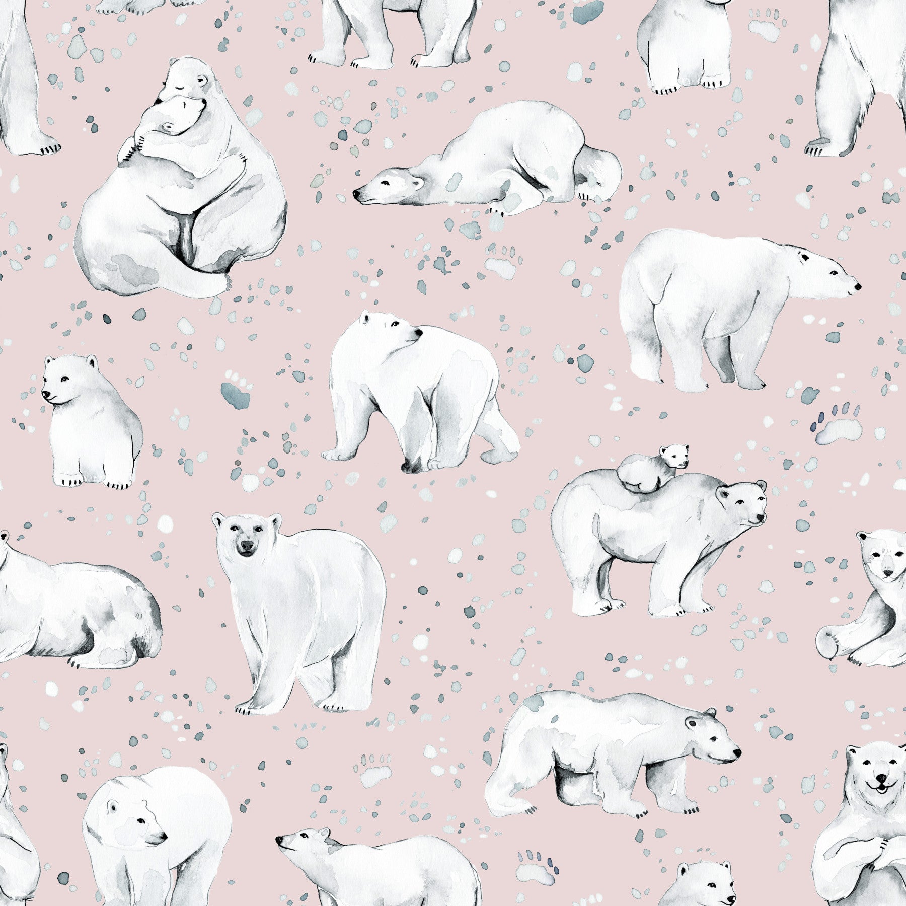 Sweet Arctic Bears Dreams Pink Wallpaper⁠